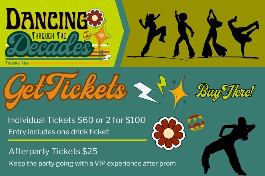 a dance promotional flyer advertising tickets for sale